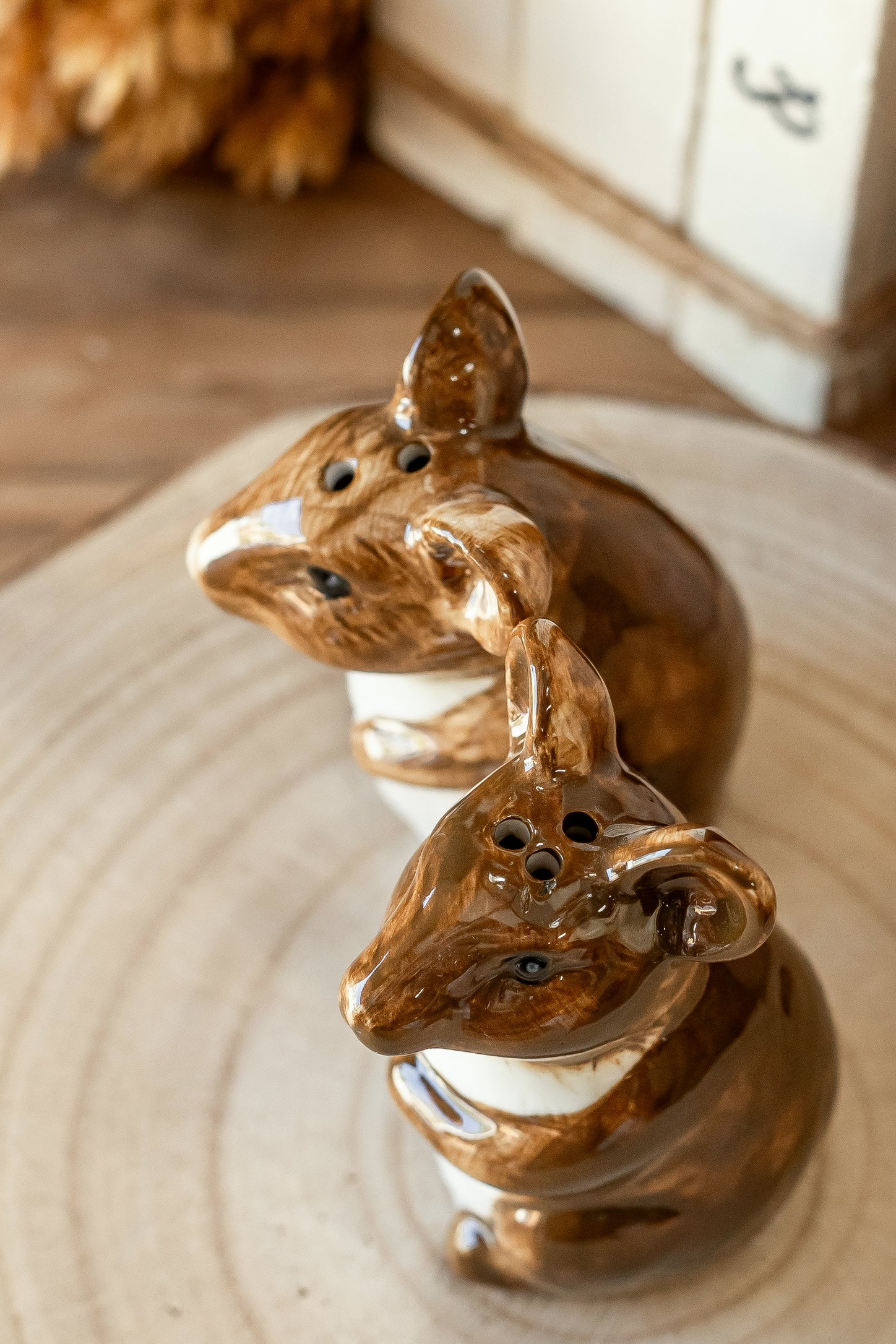 Hand-Painted Stoneware Mouse Salt and Pepper Shakers Creative Co-Op