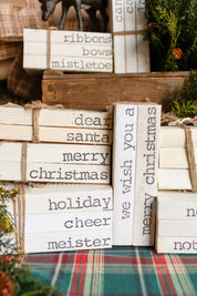 Hand-Stamped Holiday Book Stack