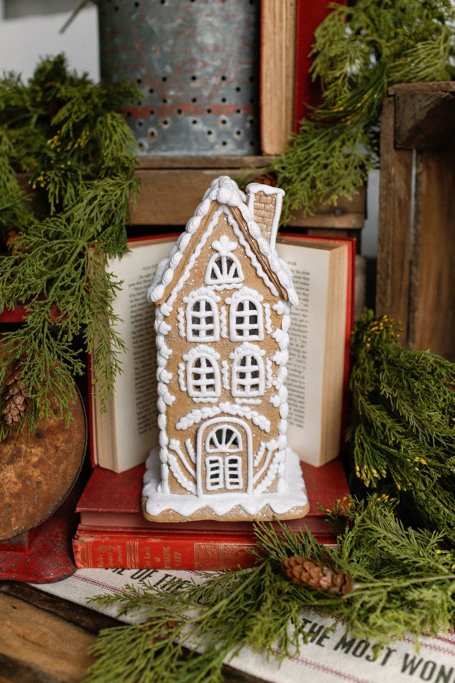 Tall White Icing Gingerbread House
