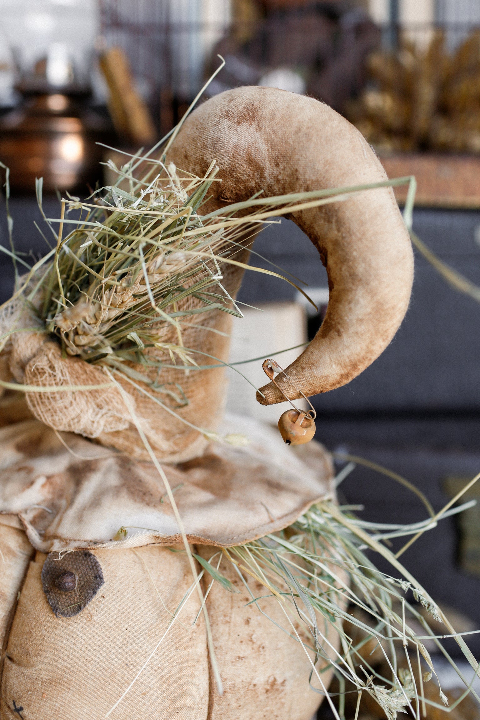 Handmade Primitive Cream Pumpkin Head