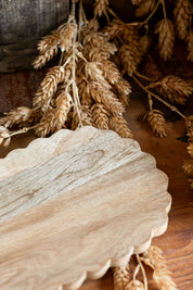 Oval Mango Wood Scalloped Serving Board Creative Co-Op