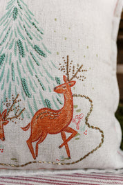 Embroidered Deer Pillow