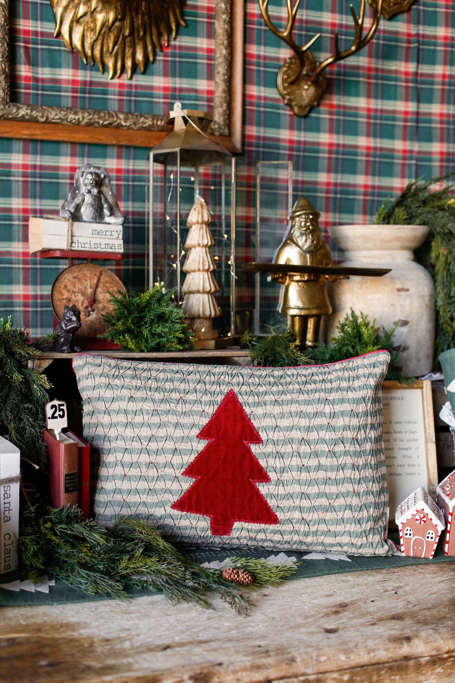 Smocked Velvet Tree Pillow