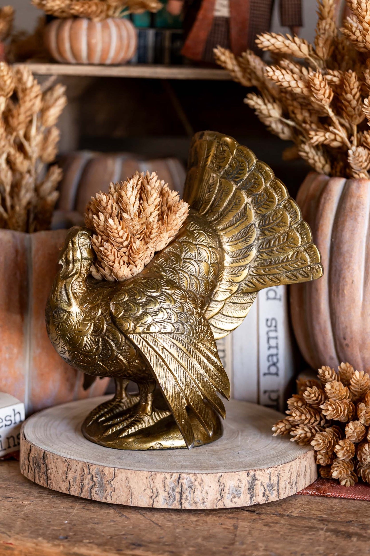 Gilded Turkey Vase Accent Decor