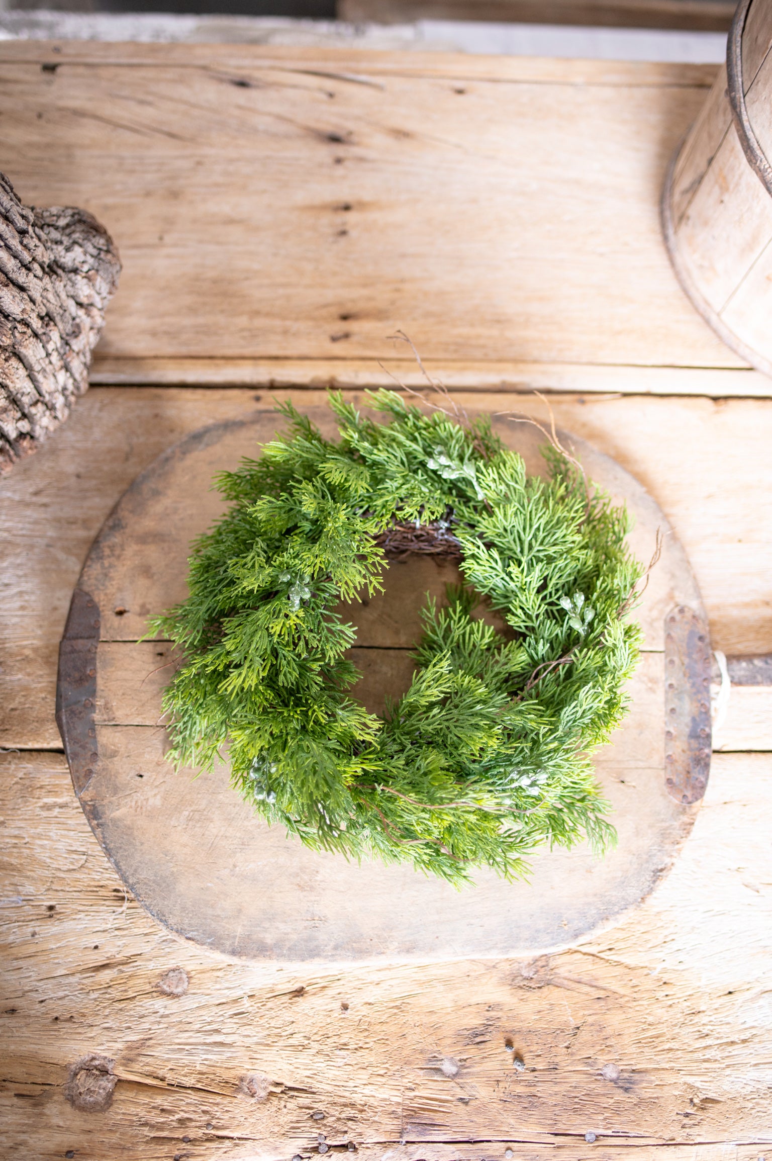 Real Touch Dripping Cedar Mini Wreath