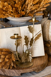 Antique Gold Leaf and Acorns Candelabra Creative Co-Op