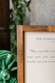 Handmade "Cowboy Blessing" Framed Sign The Little Burlap Barn®