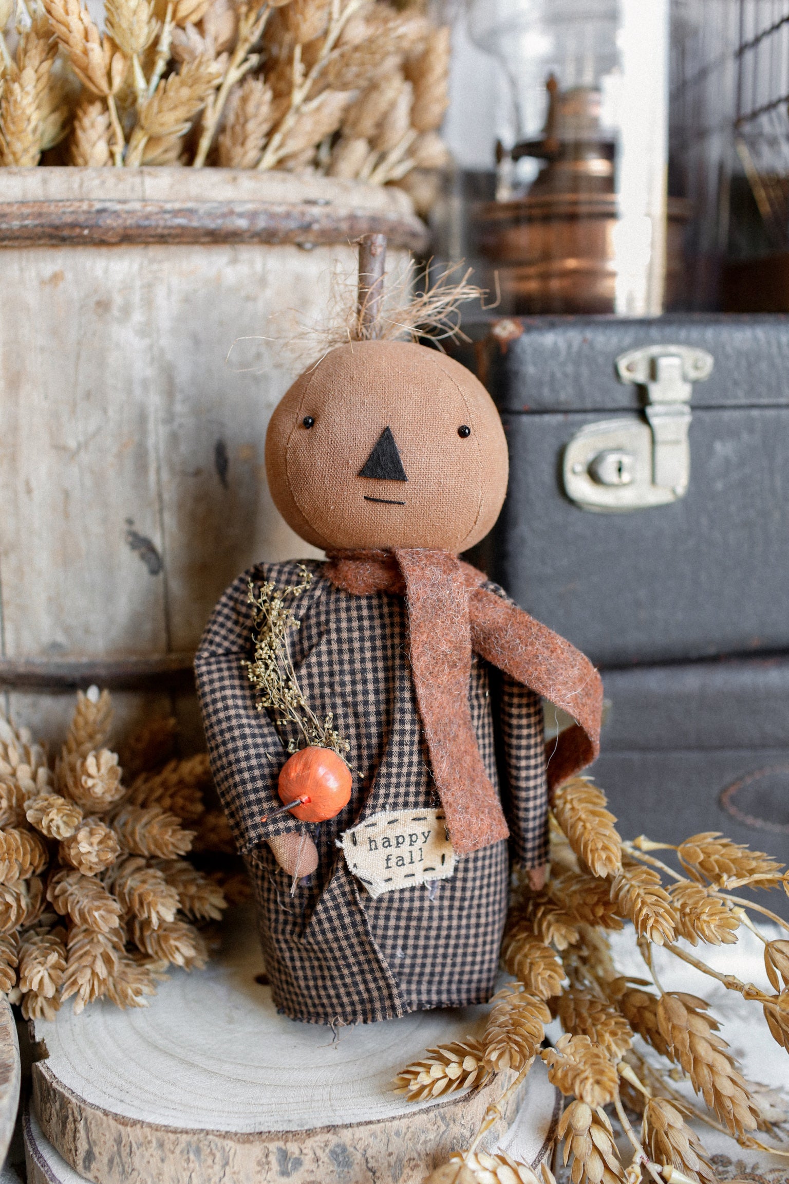 Handmade "Happy Fall" Pumpkin Doll