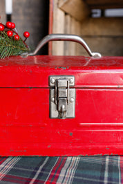 Vintage Red Metal Toolbox