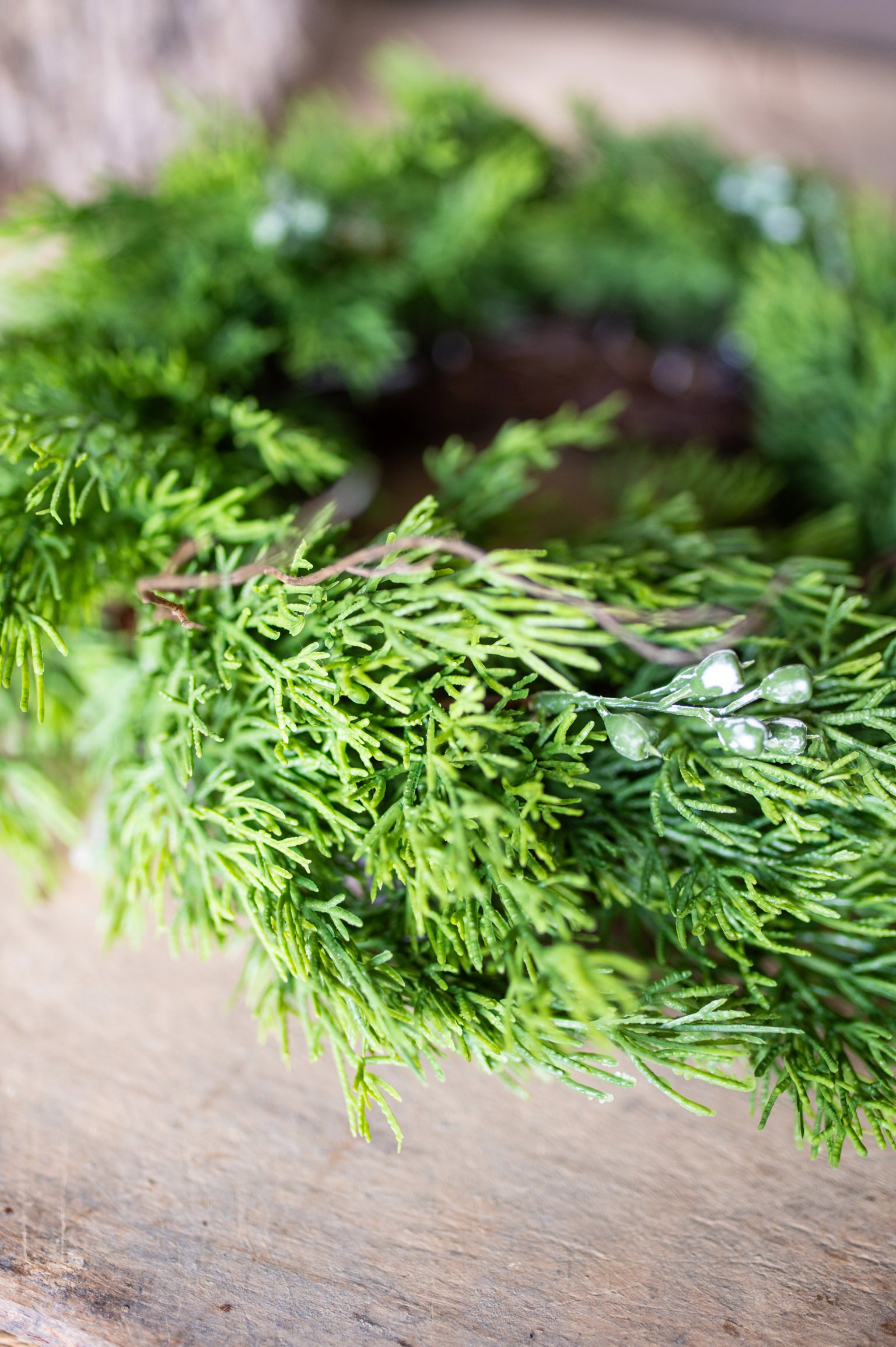 Real Touch Dripping Cedar Mini Wreath