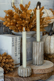 Marble Ribbed Taper Holder Creative Co-Op