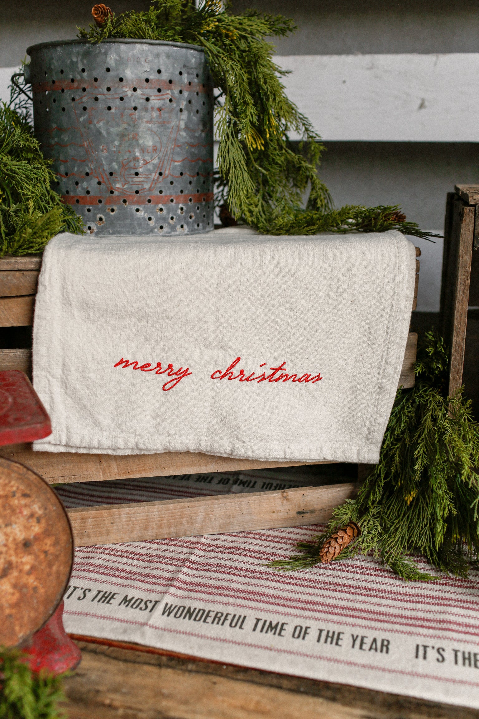 Embroidered "Merry Christmas" Runner