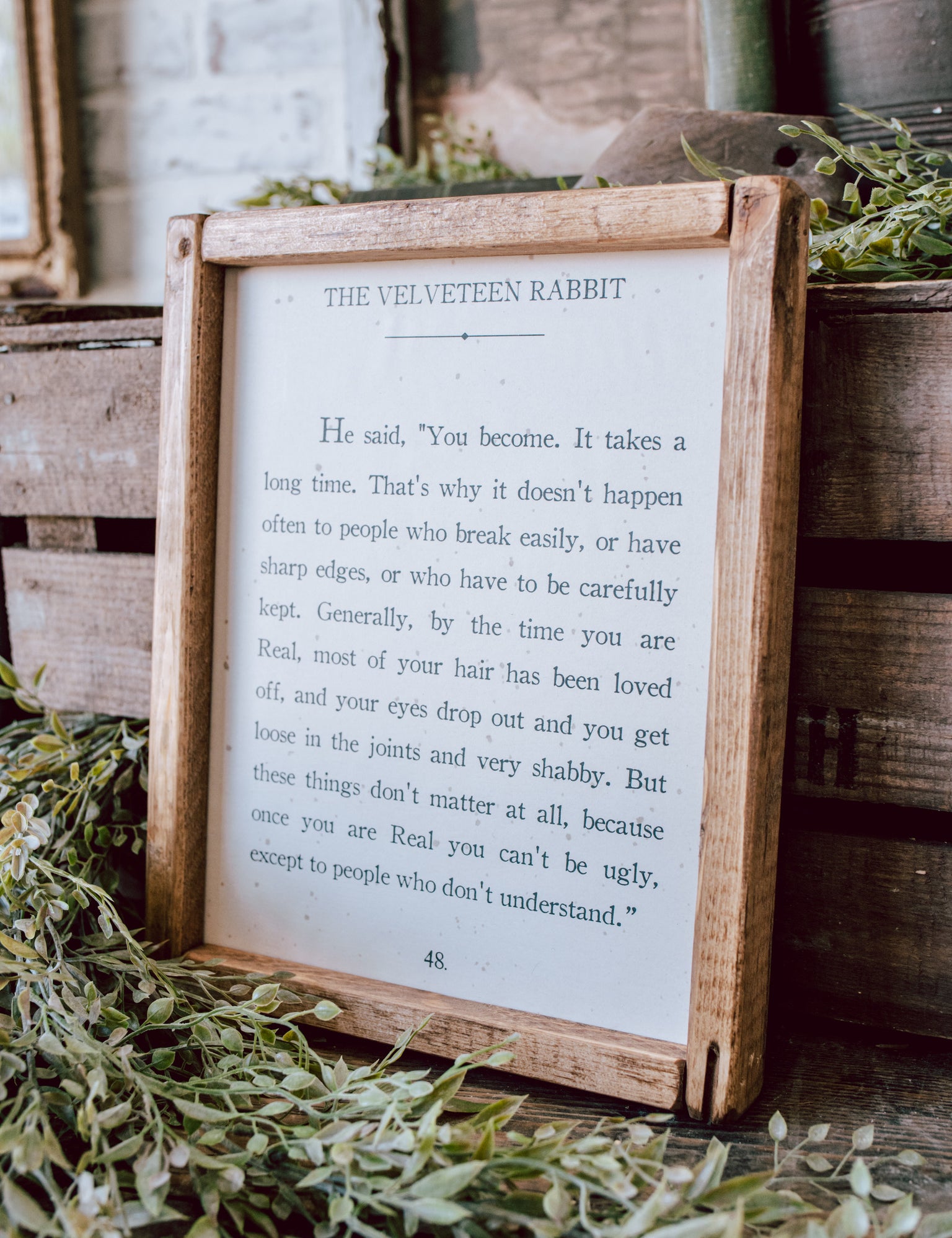 Handmade "Velveteen Rabbit" Framed Sign The Little Burlap Barn®