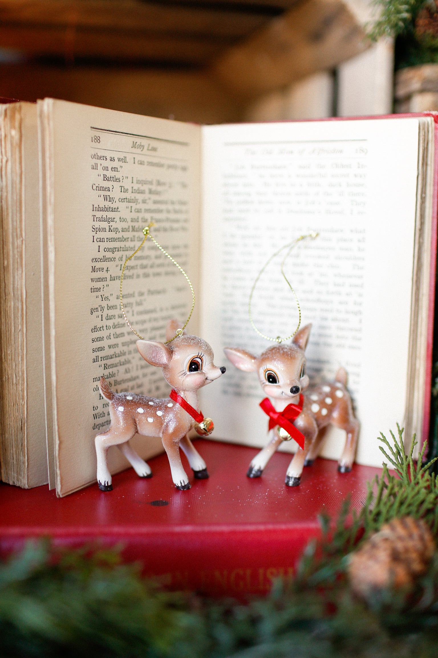 Retro Glitter Deer Ornament