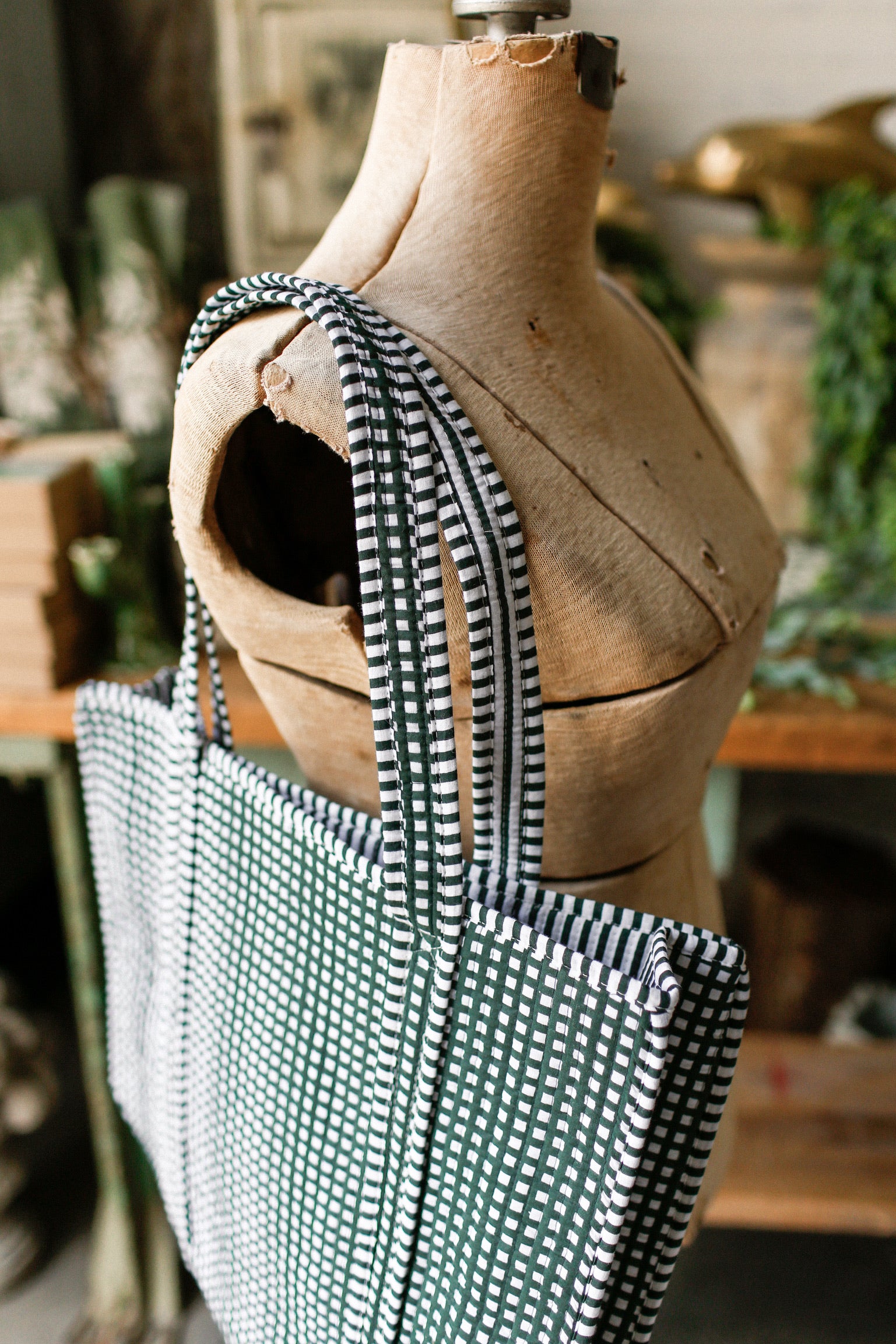 Green Check Tote Bag The Little Burlap Barn®