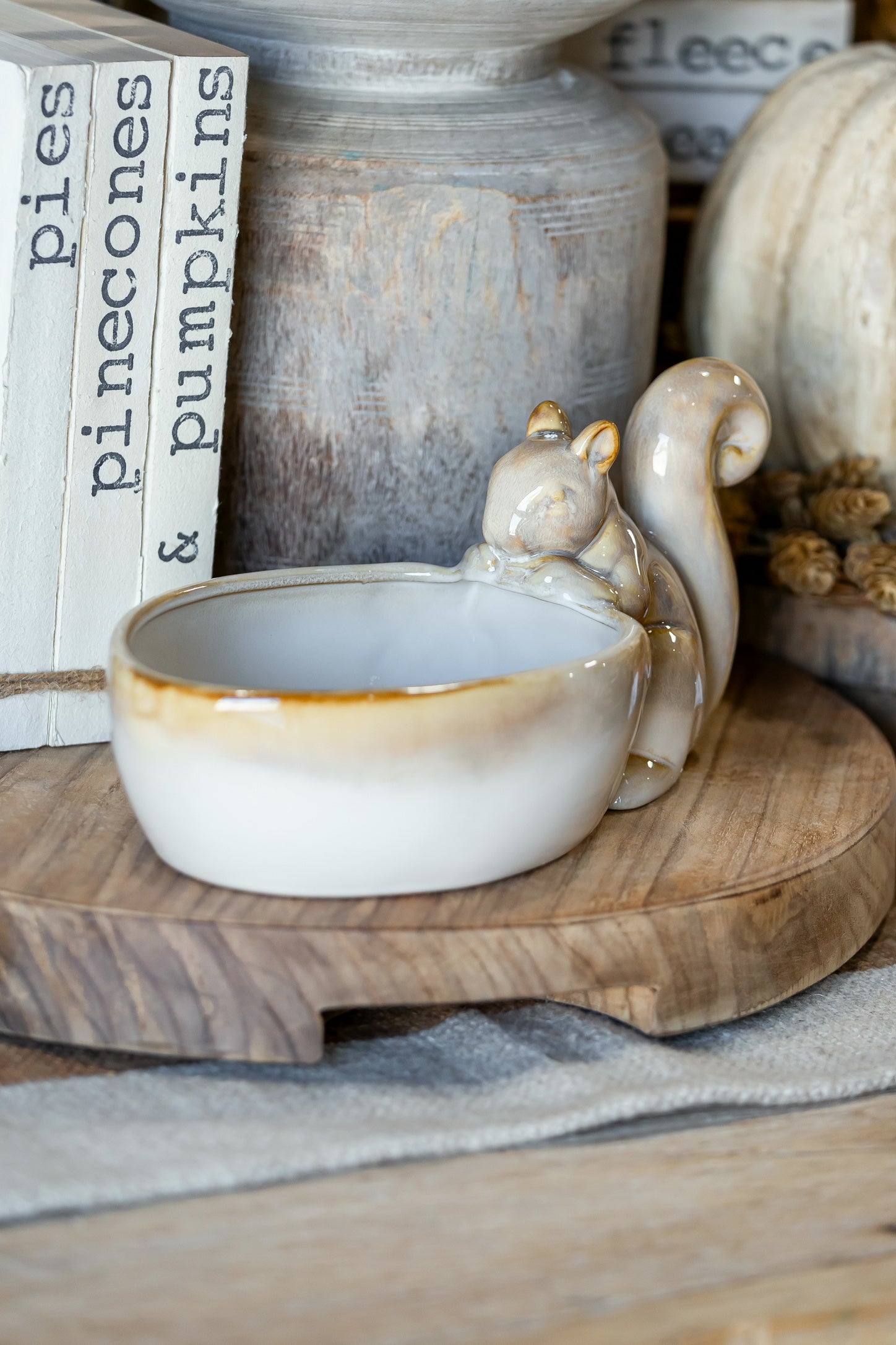Stoneware Squirrel Bowl Creative Co-Op