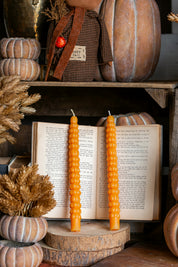 Unscented Orange Pumpkin Taper Candles Creative Co-Op