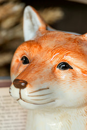 Stoneware Woodland Fox Vase Creative Co-Op