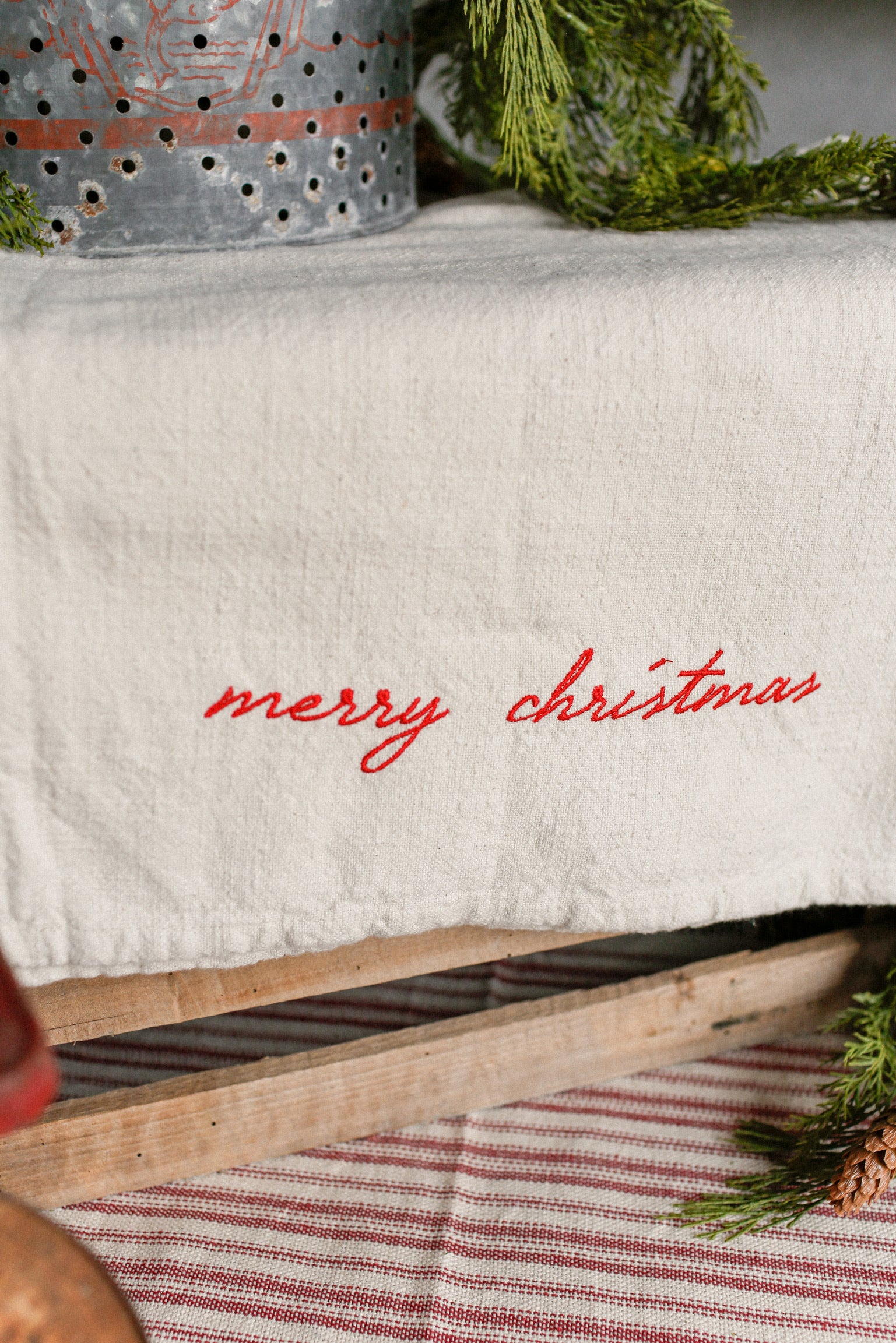Embroidered "Merry Christmas" Runner