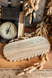 Oval Mango Wood Scalloped Serving Board Creative Co-Op