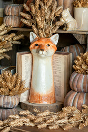 Stoneware Woodland Fox Vase Creative Co-Op