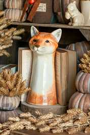 Stoneware Woodland Fox Vase Creative Co-Op