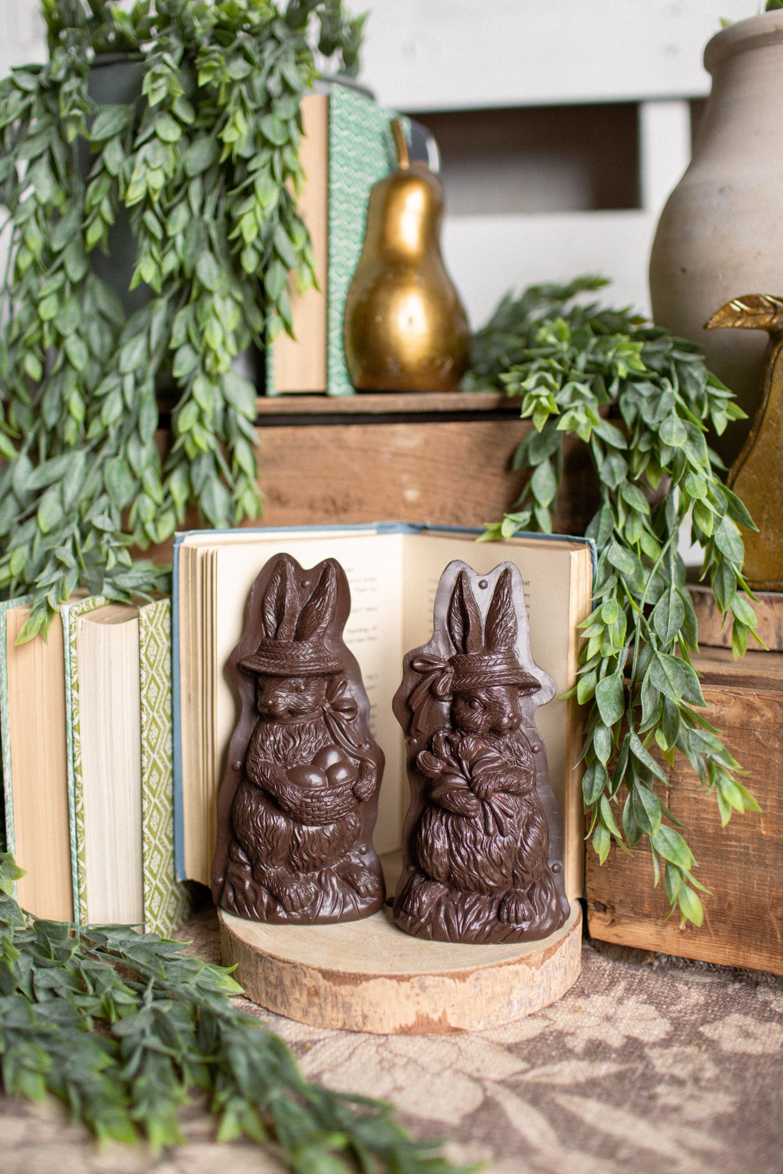 Chocolate Easter Bunny With Hat The Little Burlap Barn®