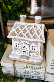 White Lighted Gingerbread House (M)