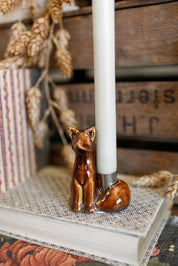 Stoneware Fox Taper Holder