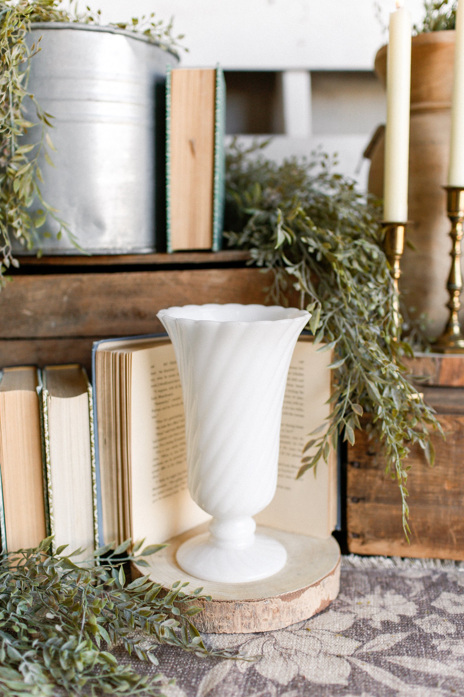 Vintage Milk Glass Scalloped Vase The Little Burlap Barn®