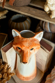 Stoneware Woodland Fox Vase Creative Co-Op