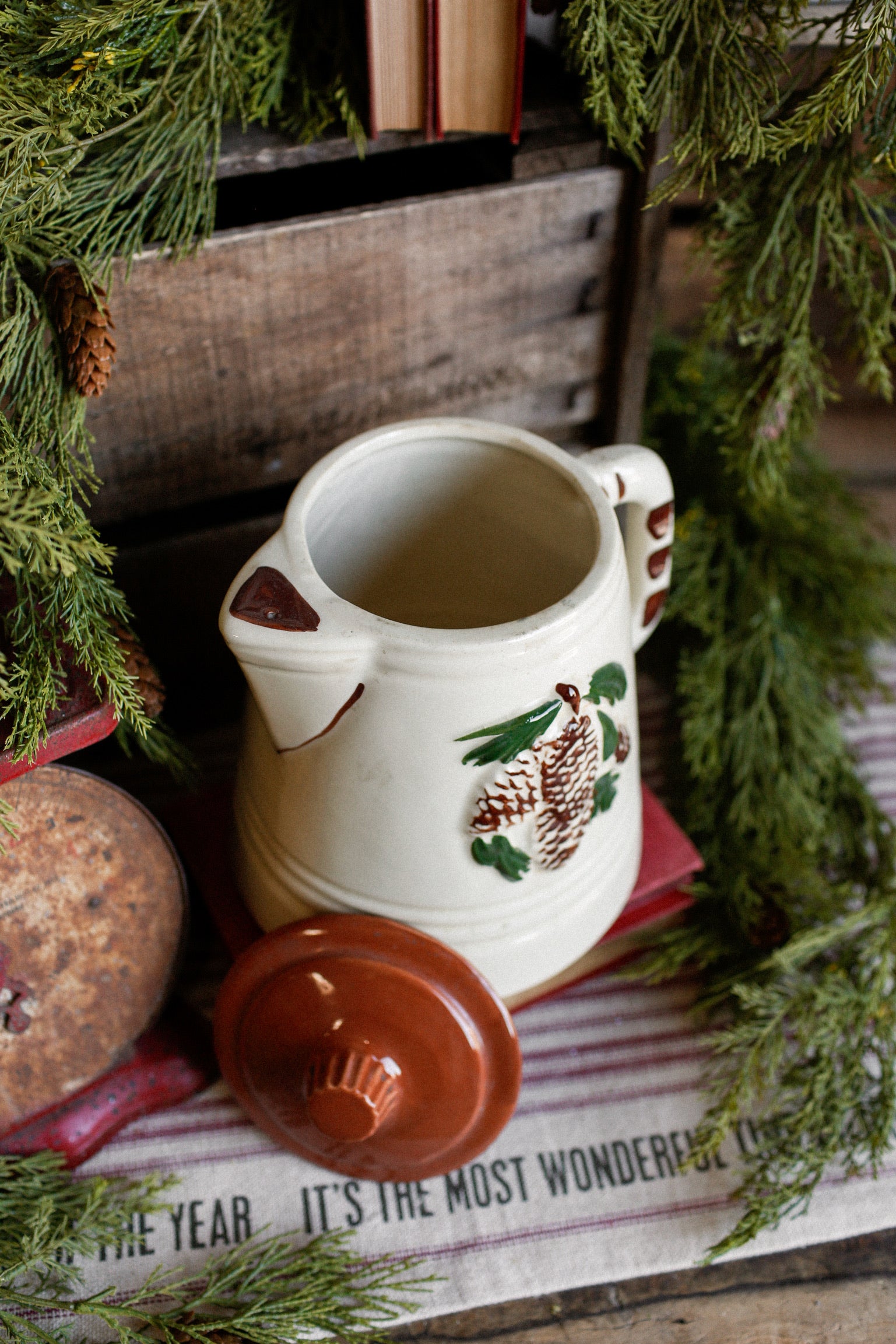 Vintage Pinecone Ceramic Teapot Vase