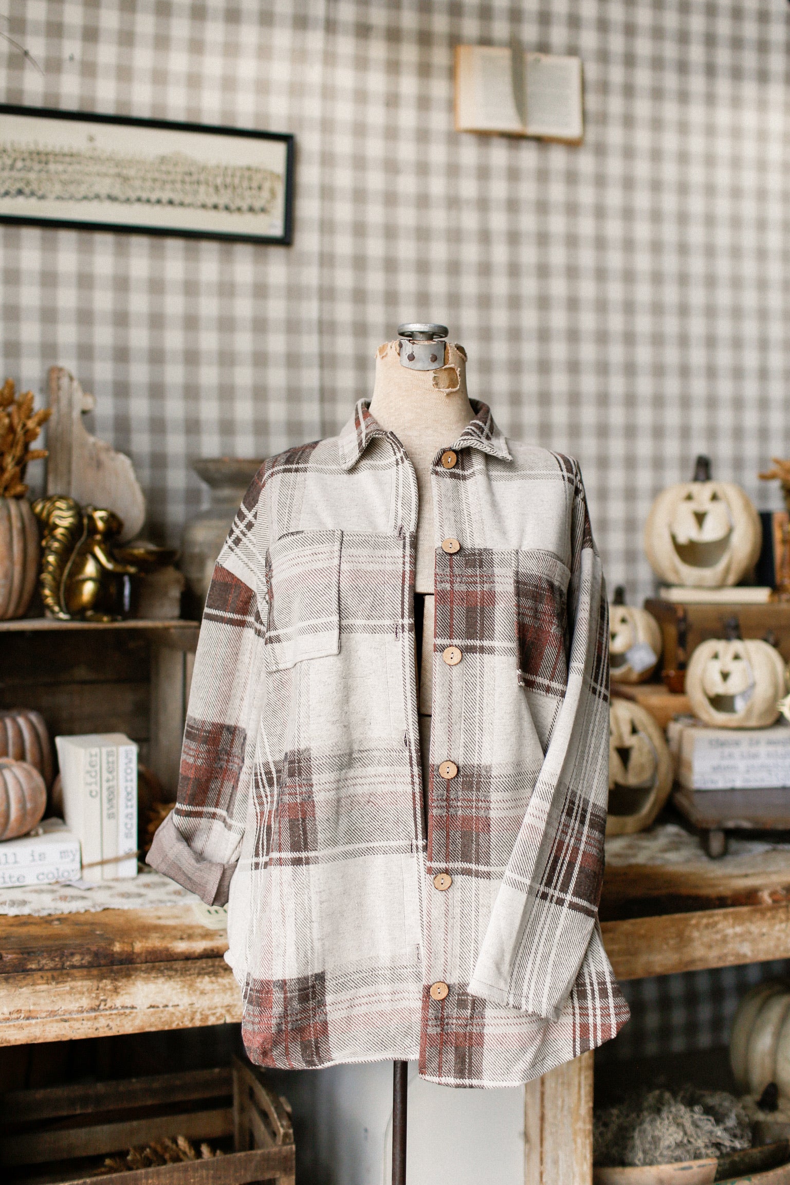 Rust Plaid Button Down