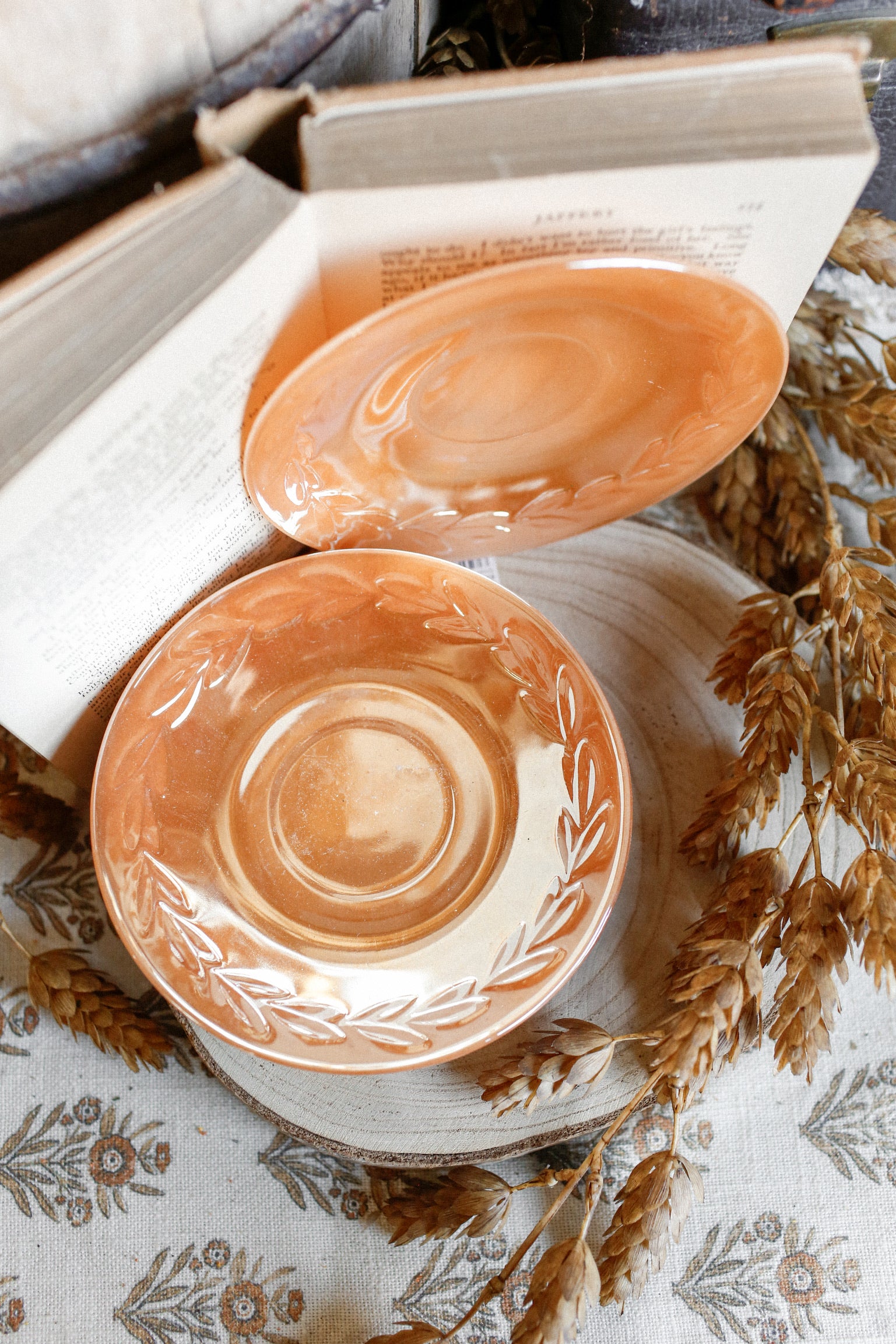 Vintage Peach Fire King Saucer Dish