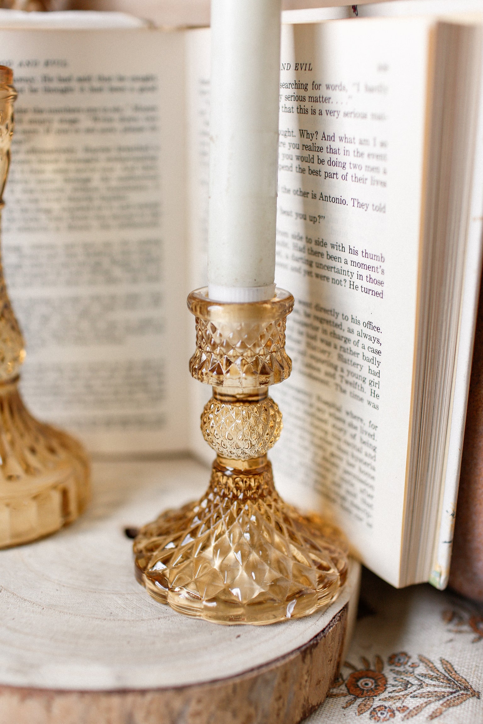 Harvest Cut Glass Candlestick