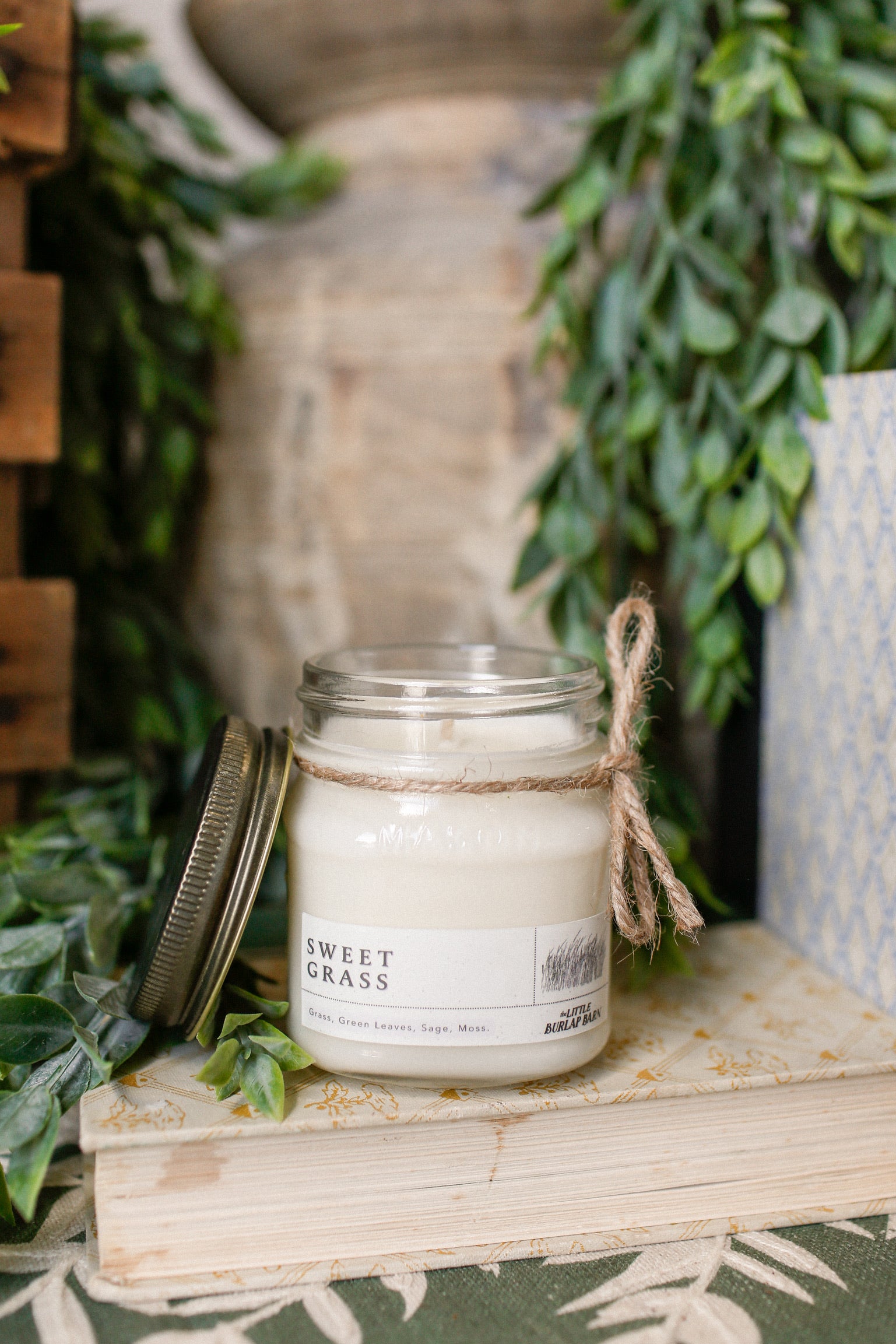 Mason Jar Candle -- Sweet Grass The Little Burlap Barn®