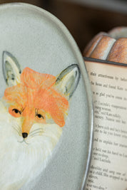 Hand Painted Stoneware Fox Fall Platter Creative Co-Op