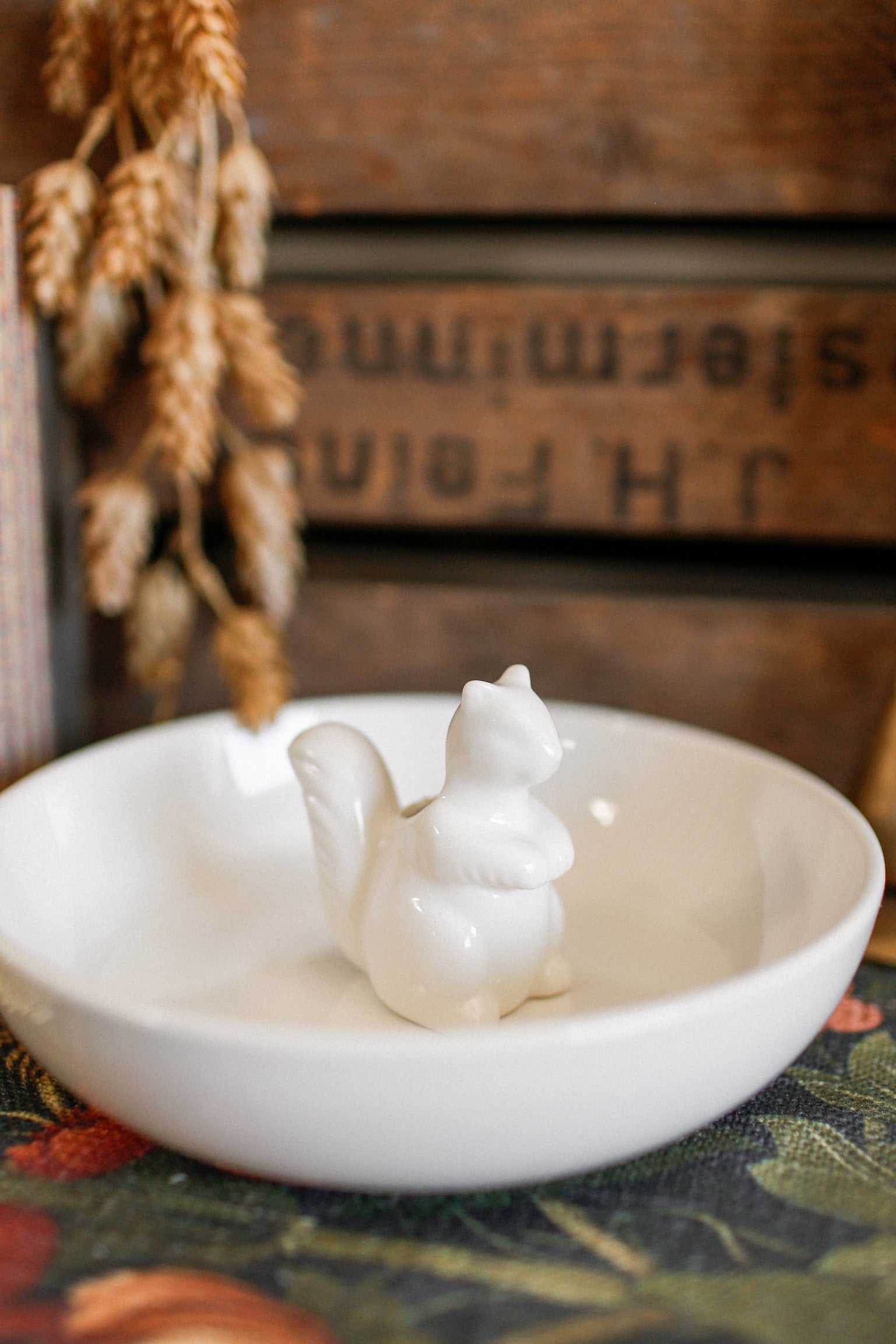 Stoneware Squirrel Dish