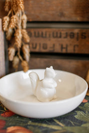 Stoneware Squirrel Dish