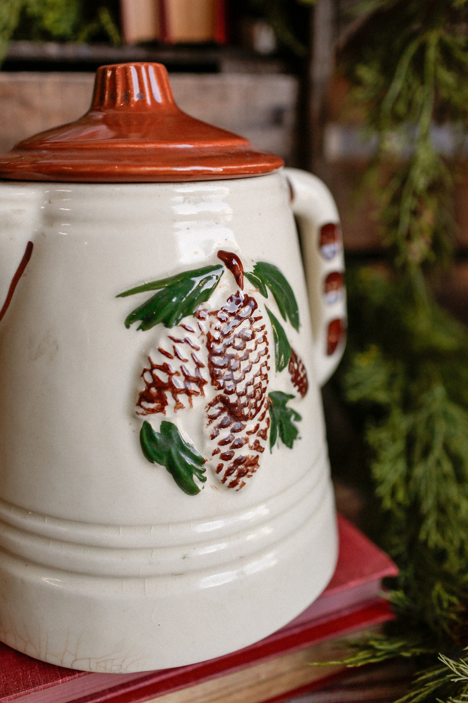 Vintage Pinecone Ceramic Teapot Vase