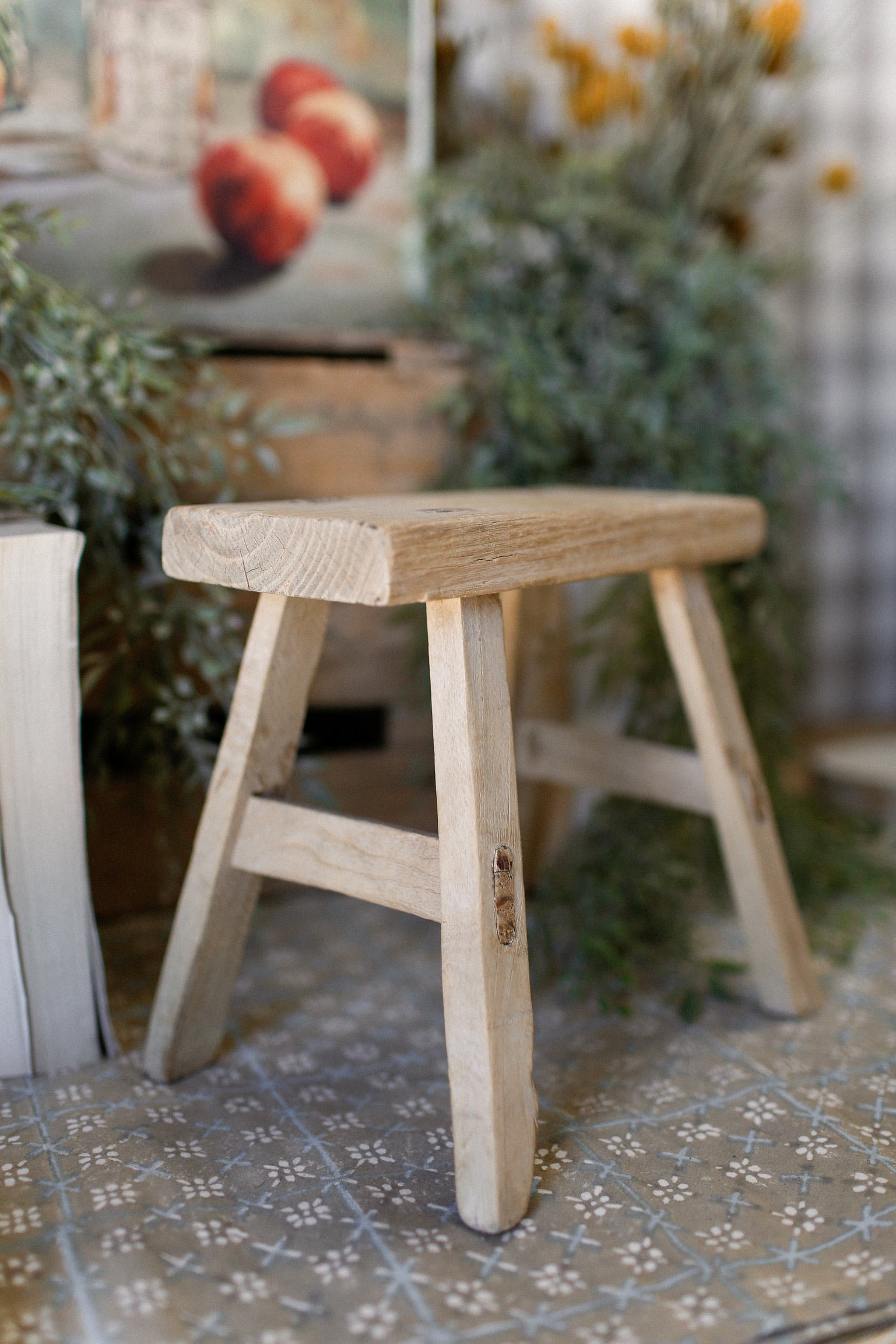 Vintage Mini Teak Wood Stool The Little Burlap Barn®