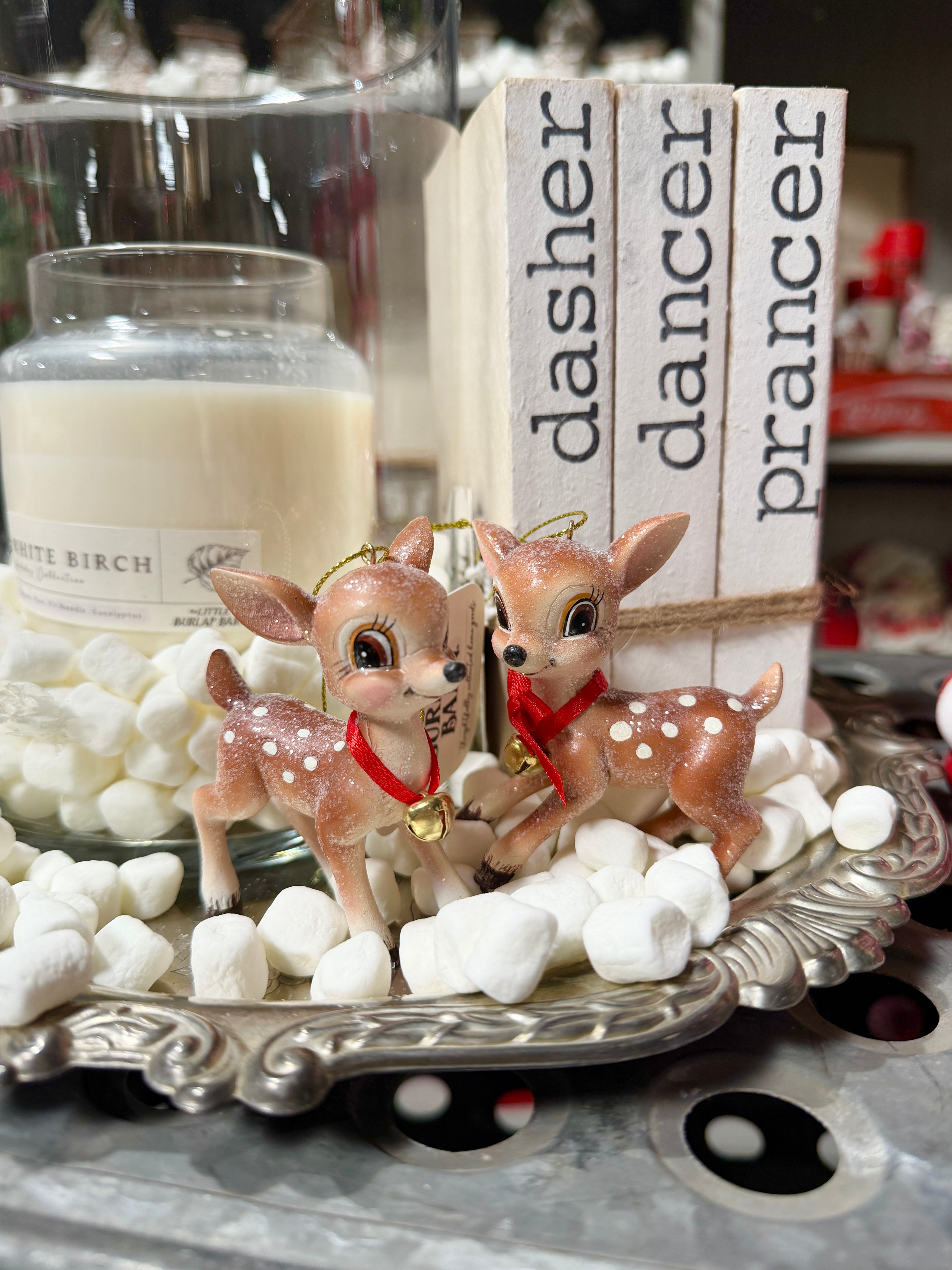 Retro Glitter Deer Ornament