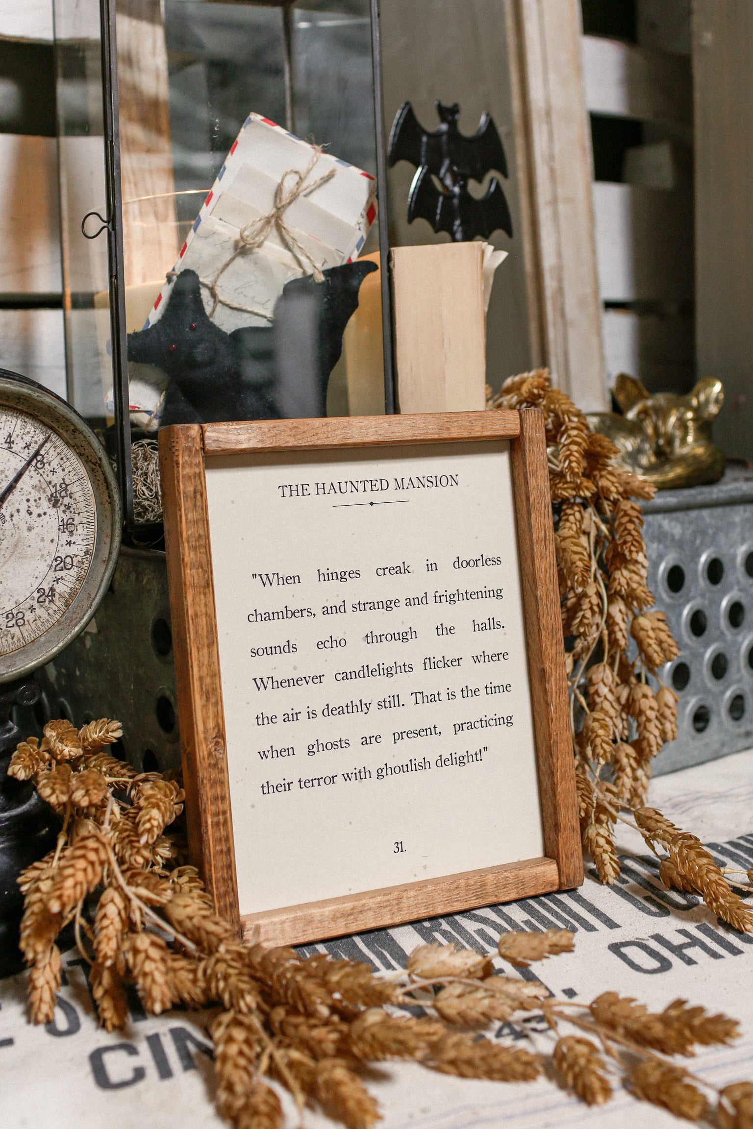 Handmade "Haunted Mansion" Framed Sign