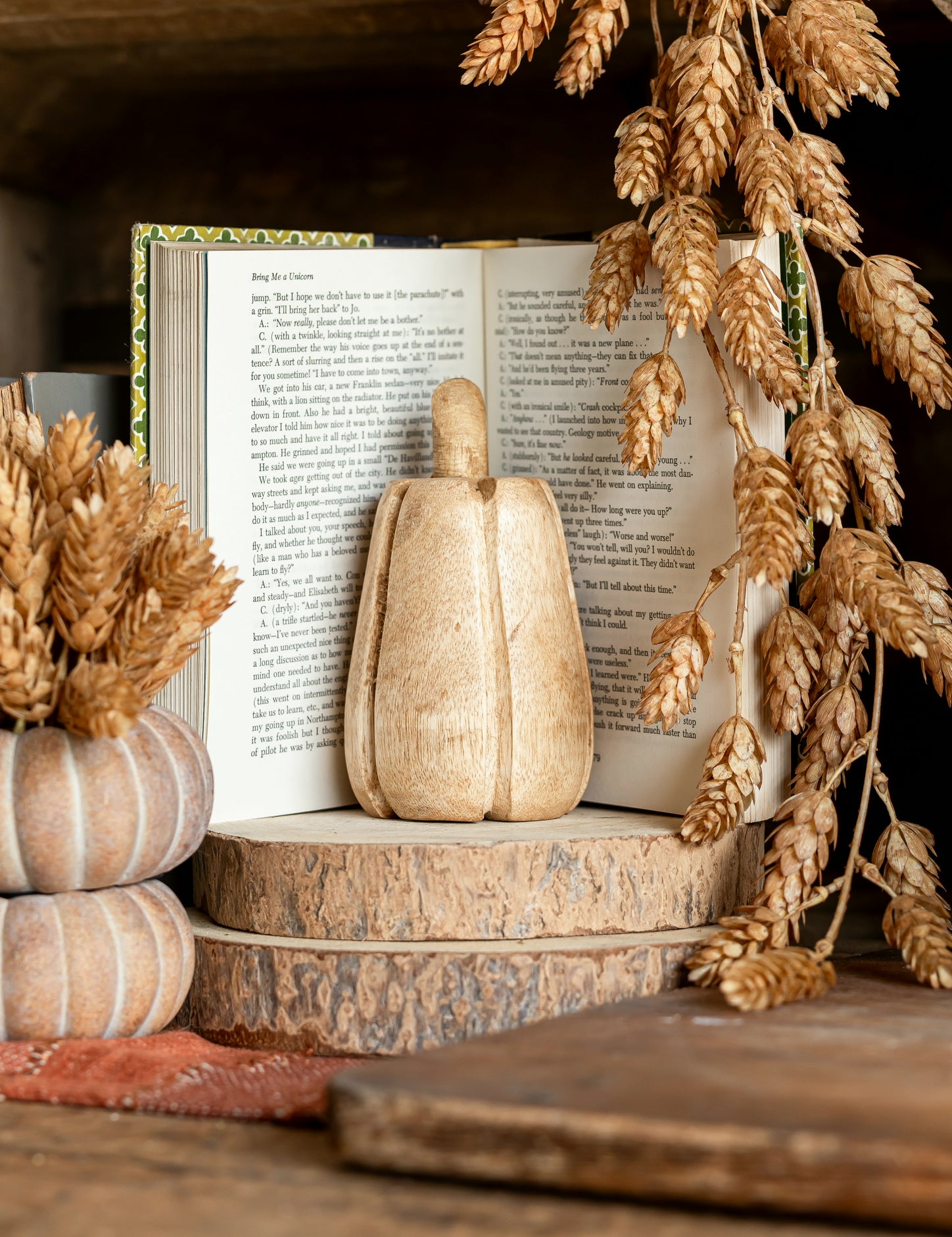 Carved Mango Wood Pumpkin Creative Co-Op