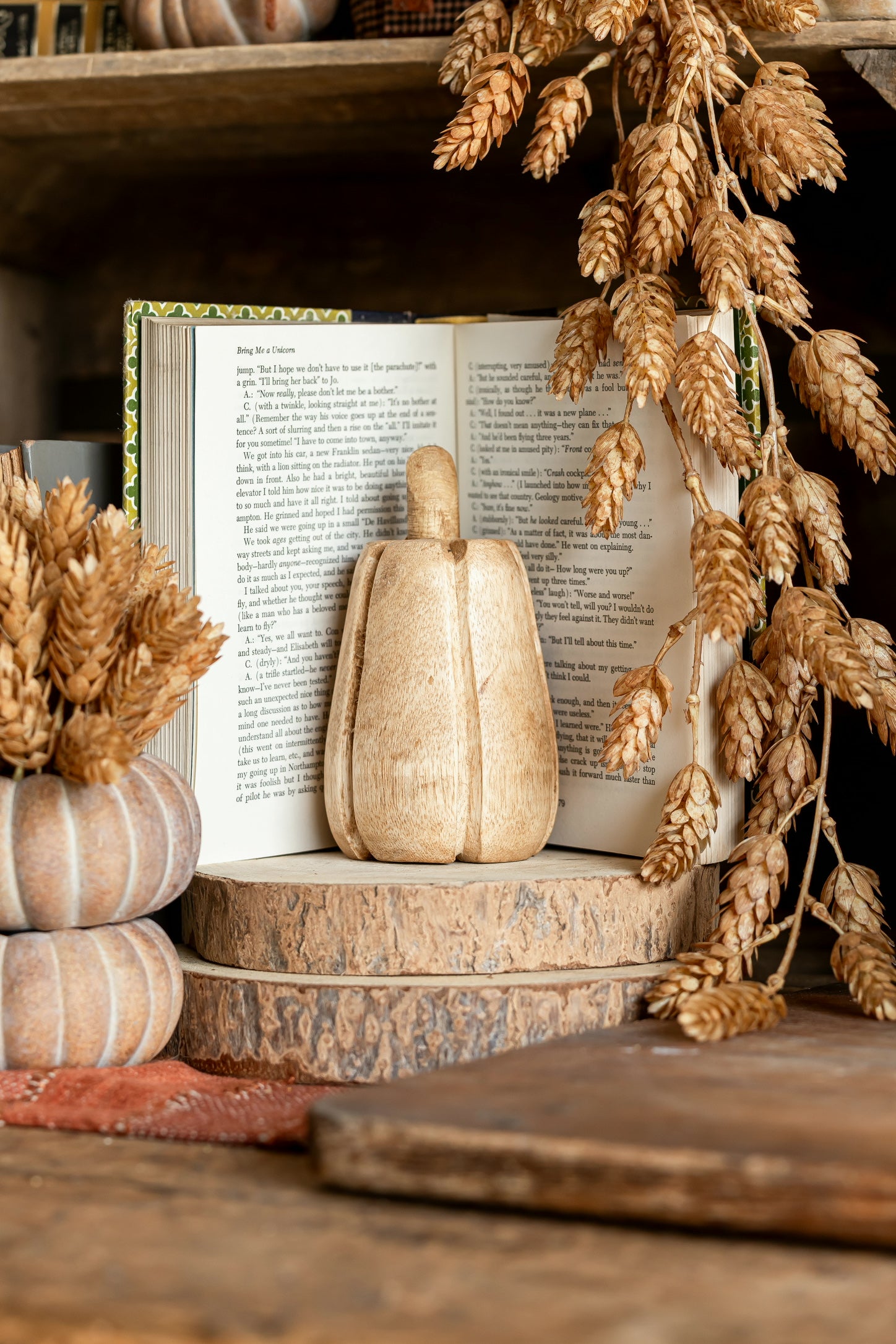 Carved Mango Wood Pumpkin Creative Co-Op