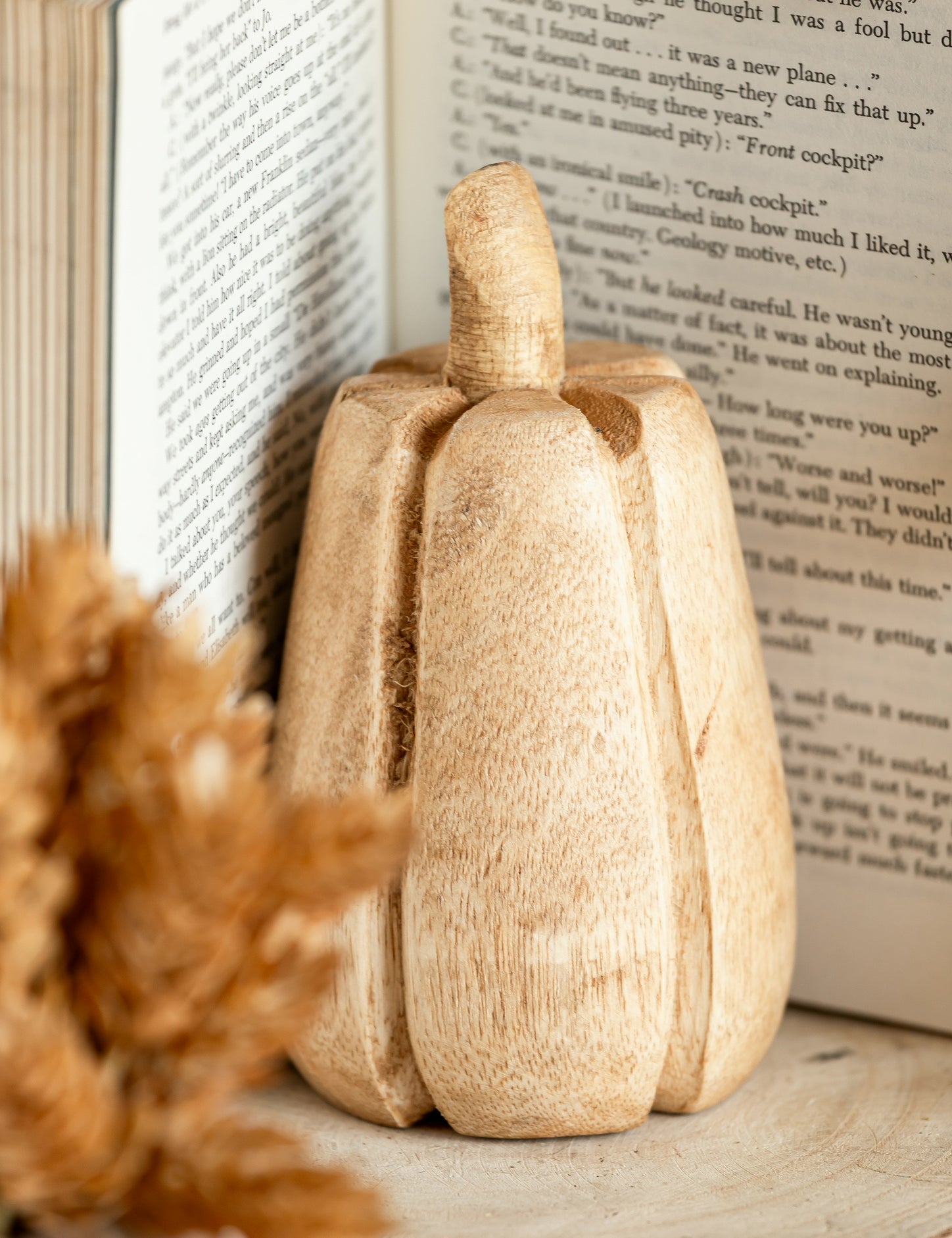 Carved Mango Wood Pumpkin Creative Co-Op