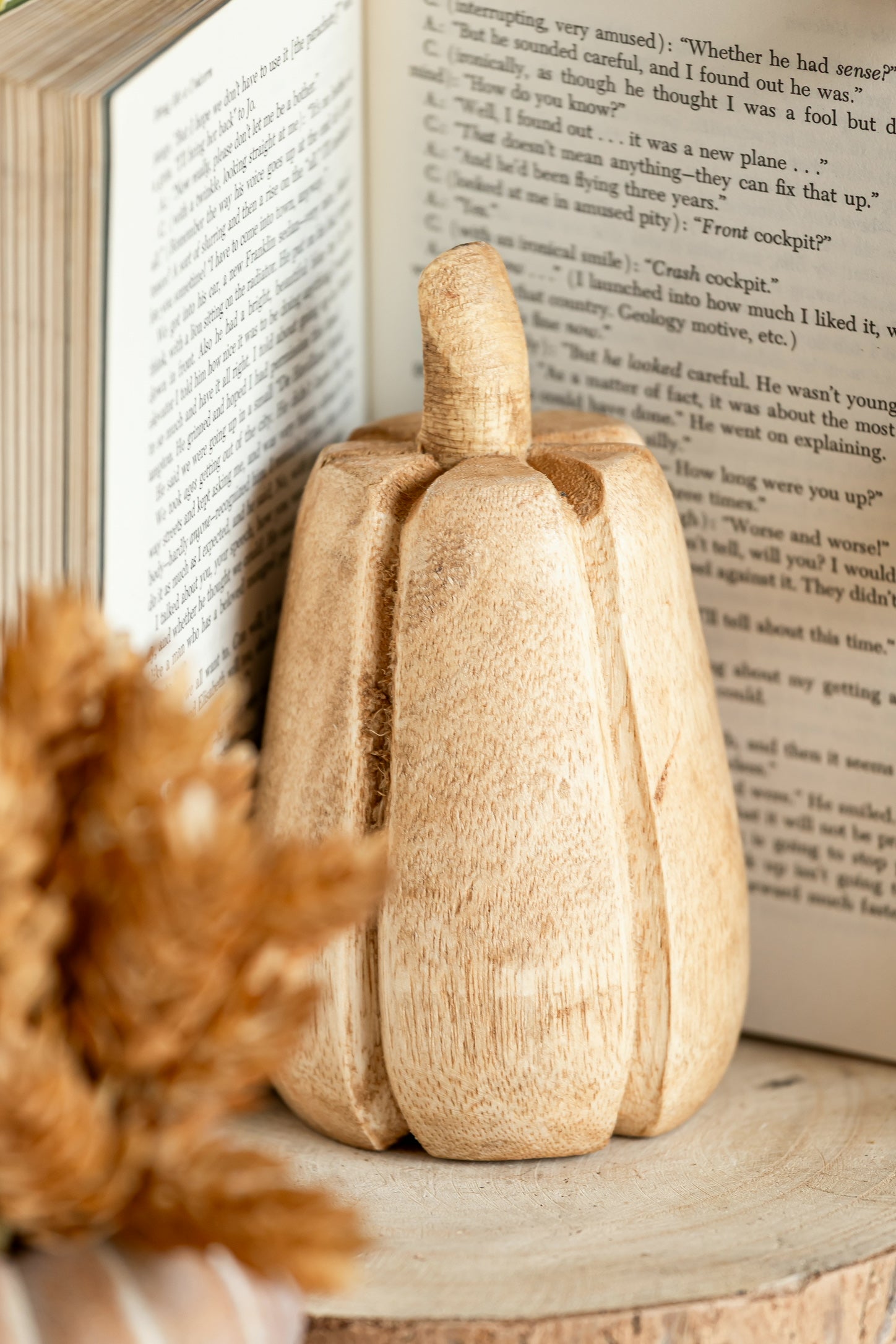 Carved Mango Wood Pumpkin Creative Co-Op