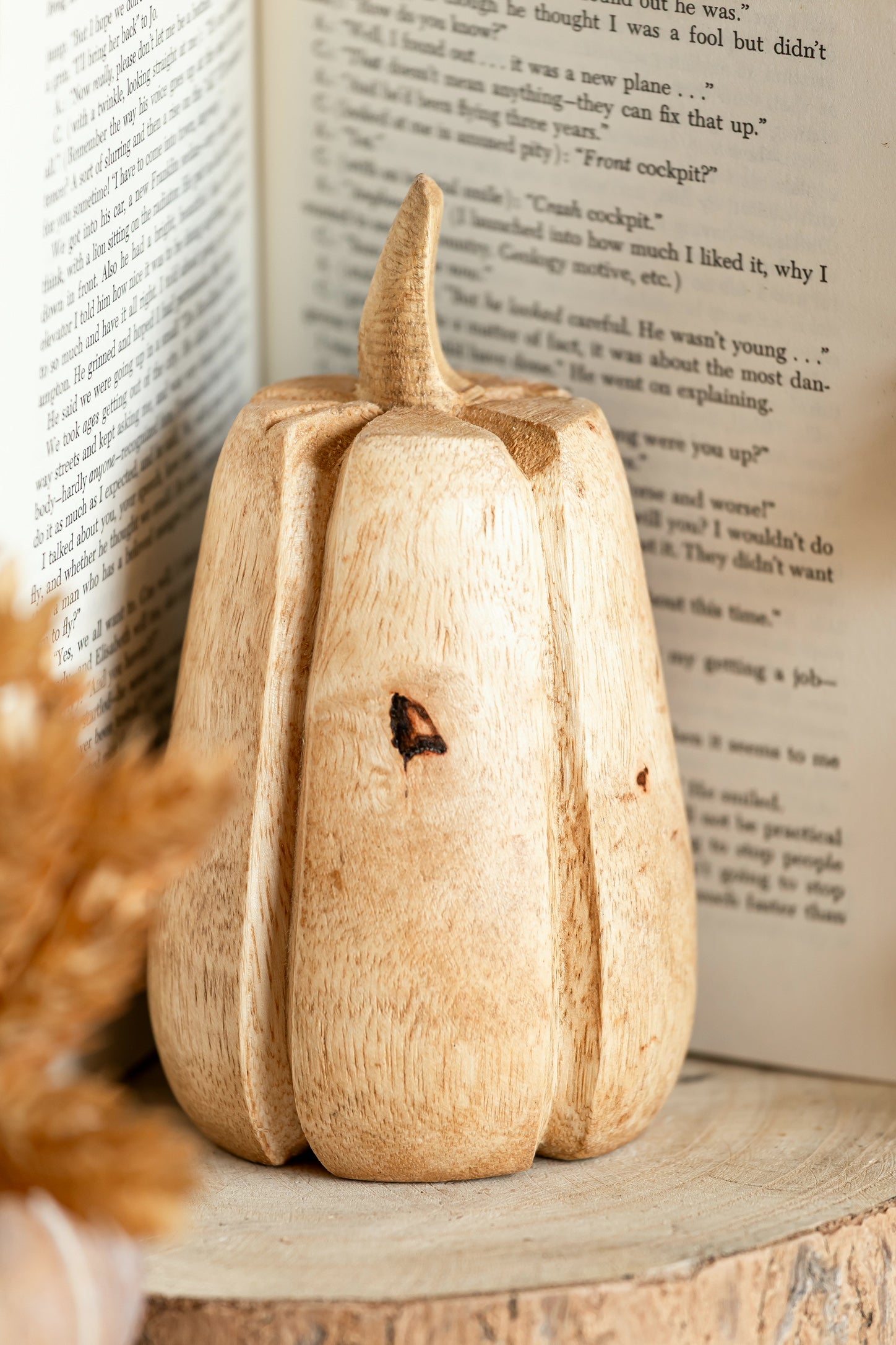 Carved Mango Wood Pumpkin Creative Co-Op