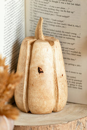 Carved Mango Wood Pumpkin Creative Co-Op
