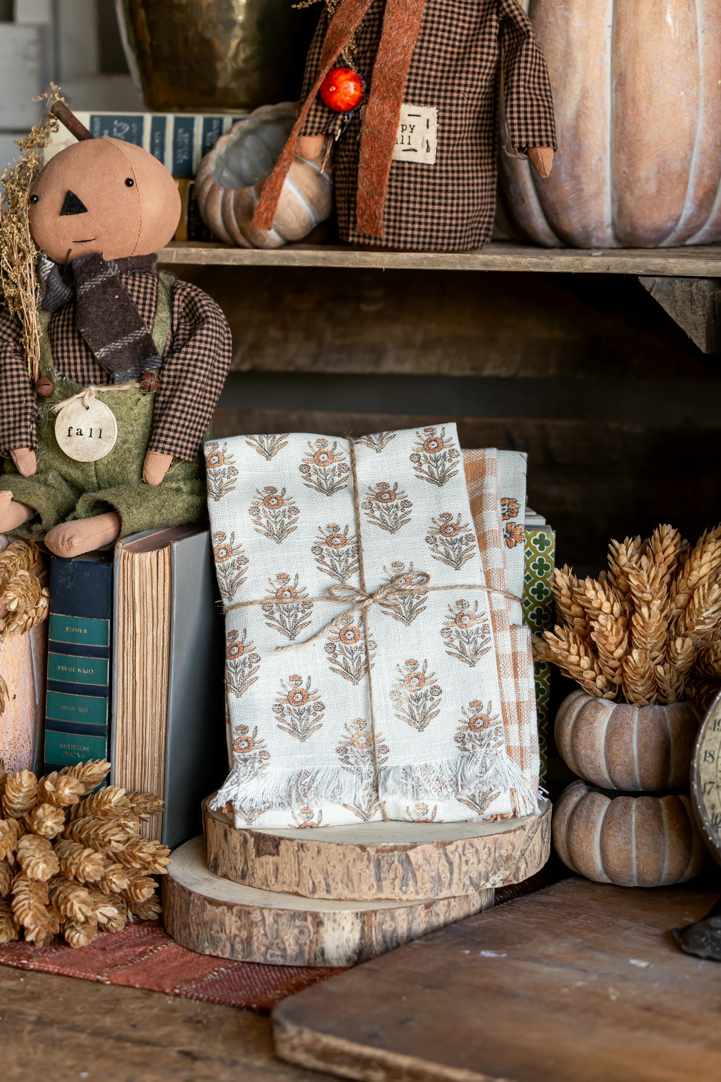 Autumn Block Print Kitchen Towels Audrey's Home & Gift